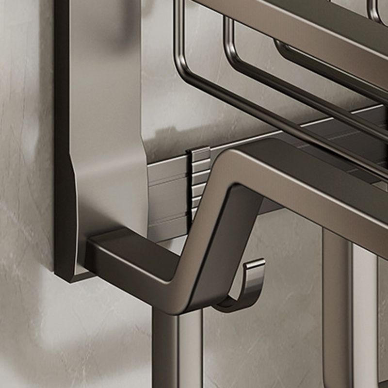 Aluminium Modern Bathroom Accessories Set – Polished Grey Shelf, Paper Holder & Robe Hook