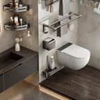 Aluminium Modern Bathroom Accessories Set – Polished Grey Shelf, Paper Holder & Robe Hook