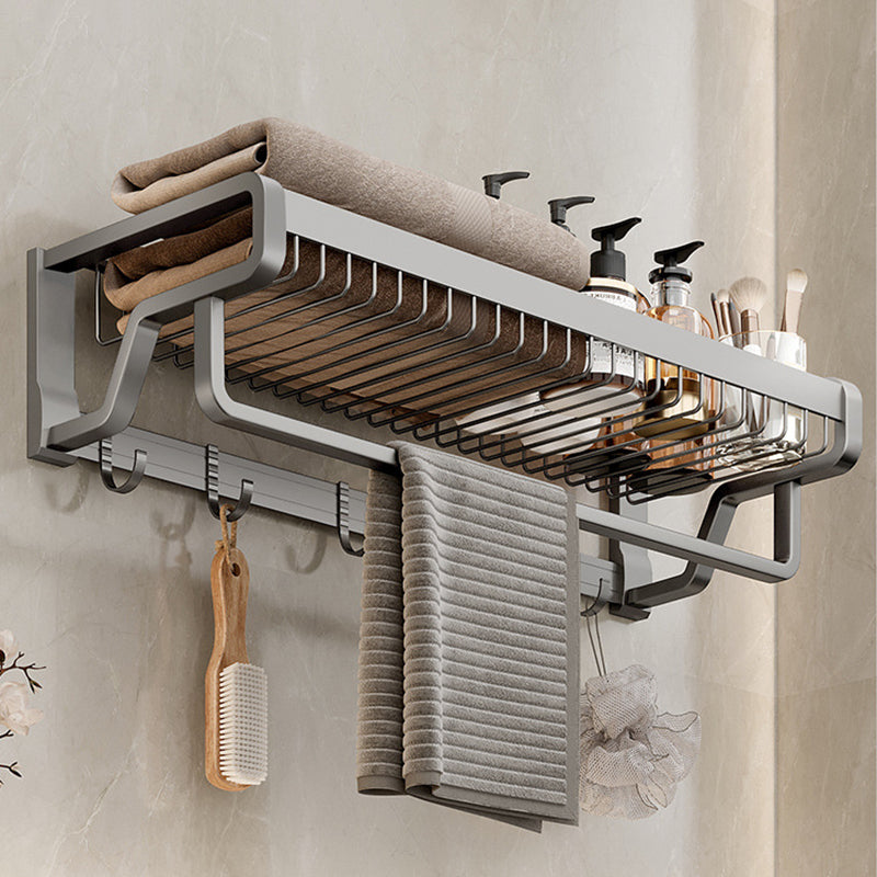 Aluminium Modern Bathroom Accessories Set – Polished Grey Shelf, Paper Holder & Robe Hook