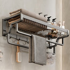 Aluminium Modern Bathroom Accessories Set – Polished Grey Shelf, Paper Holder & Robe Hook