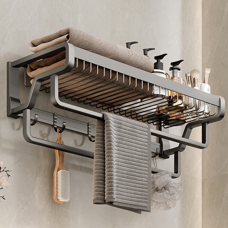 Aluminium Modern Bathroom Accessories Set – Polished Grey Shelf, Paper Holder & Robe Hook