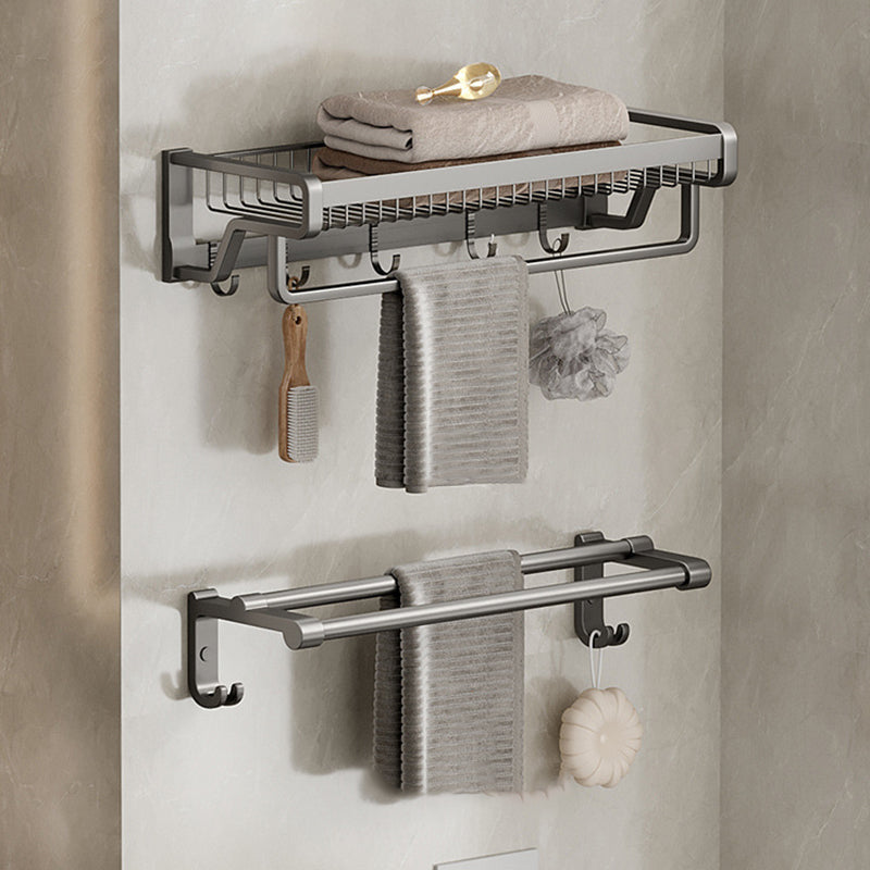 Aluminium Modern Bathroom Accessories Set – Polished Grey Shelf, Paper Holder & Robe Hook