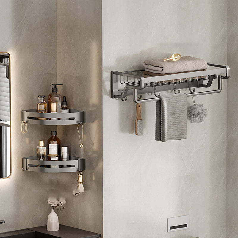 Aluminium Modern Bathroom Accessories Set – Polished Grey Shelf, Paper Holder & Robe Hook