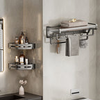 Aluminium Modern Bathroom Accessories Set – Polished Grey Shelf, Paper Holder & Robe Hook