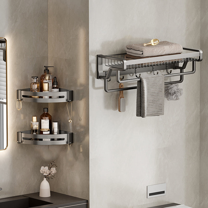 Aluminium Modern Bathroom Accessories Set – Polished Grey Shelf, Paper Holder & Robe Hook