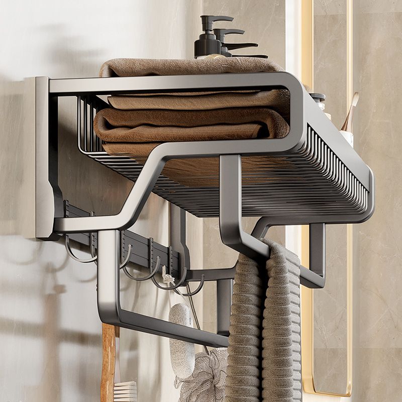 Aluminium Modern Bathroom Accessories Set – Polished Grey Shelf, Paper Holder & Robe Hook