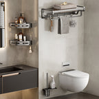 Aluminium Modern Bathroom Accessories Set – Polished Grey Shelf, Paper Holder & Robe Hook