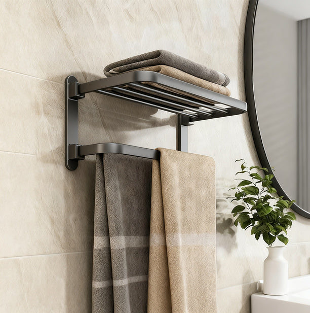Aluminium towel holder, wall-mounted