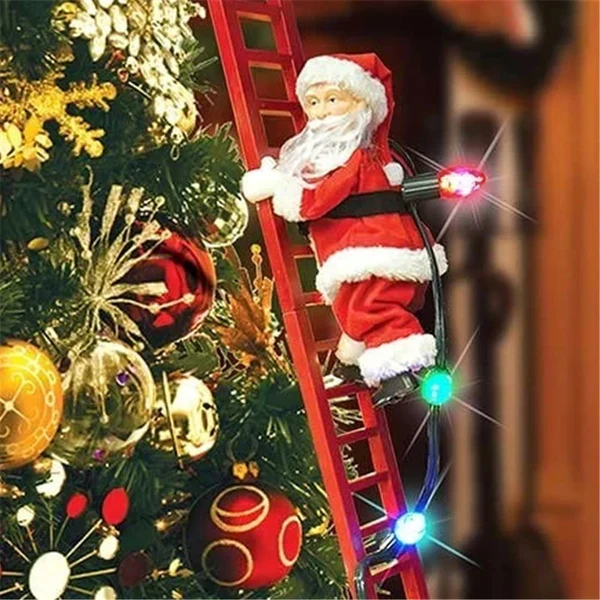 Animated Climbing Holiday Tree Figure, Warm LED Lights, Festive Music