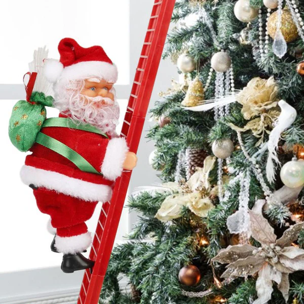 Animated Climbing Holiday Tree Figure, Warm LED Lights, Festive Music