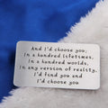 Anniversary wallet card for couples – long-distance keepsake gift for him