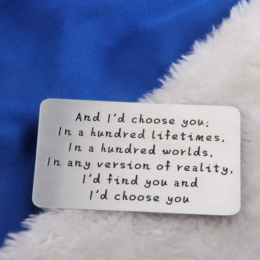 Anniversary wallet card for couples – long-distance keepsake gift for him