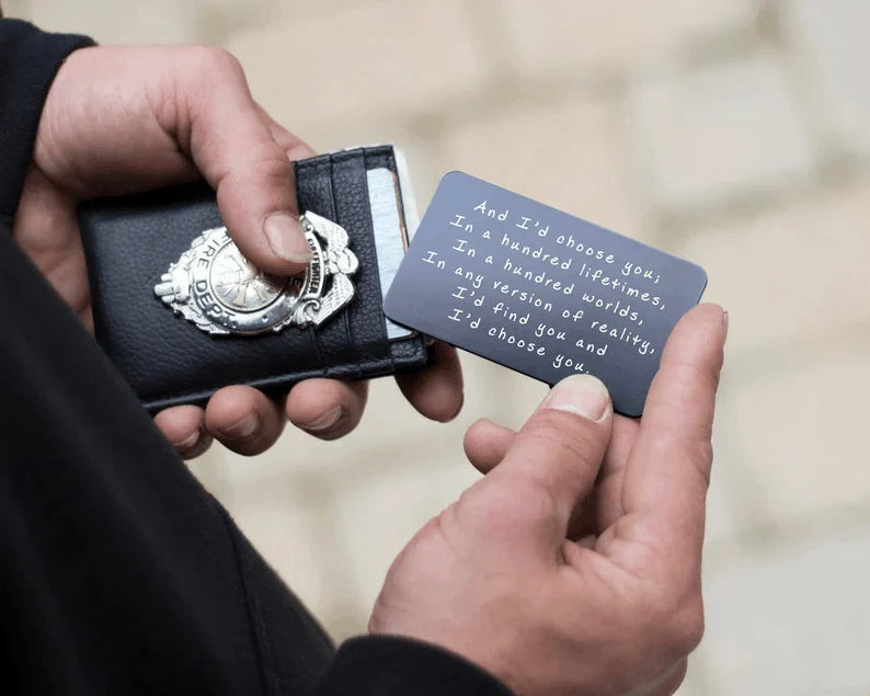Anniversary wallet card for couples – long-distance keepsake gift for him