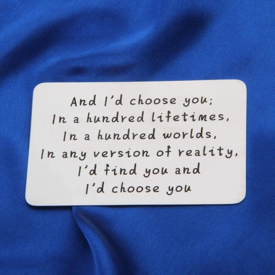 Anniversary wallet card for couples – long-distance keepsake gift for him