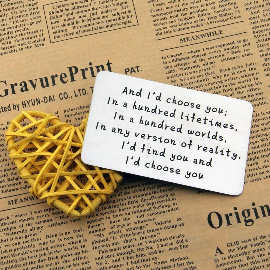 Anniversary wallet card for couples – long-distance keepsake gift for him