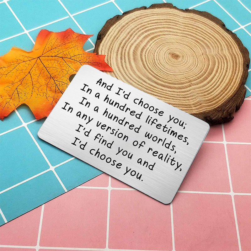 Anniversary wallet card for couples – long-distance keepsake gift for him