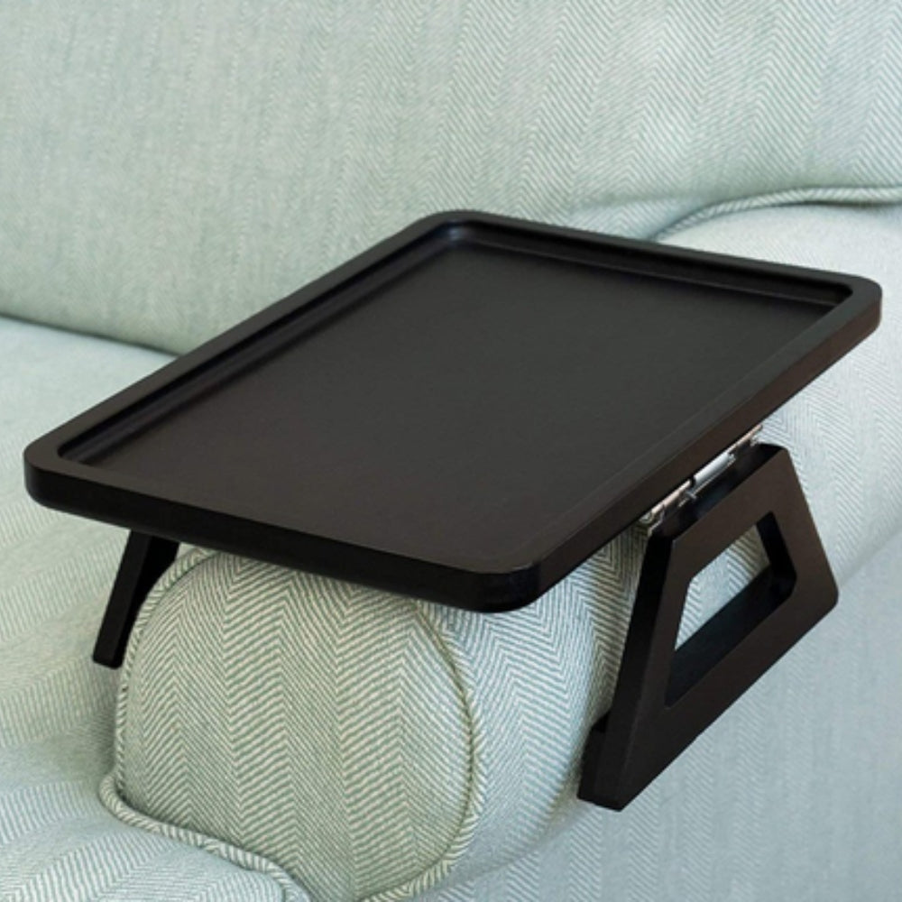 Armrest Tray Table | Adjustable Clamp & Bamboo Top | Rubber Grips