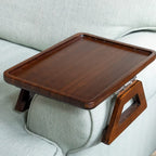 Armrest Tray Table | Adjustable Clamp & Bamboo Top | Rubber Grips