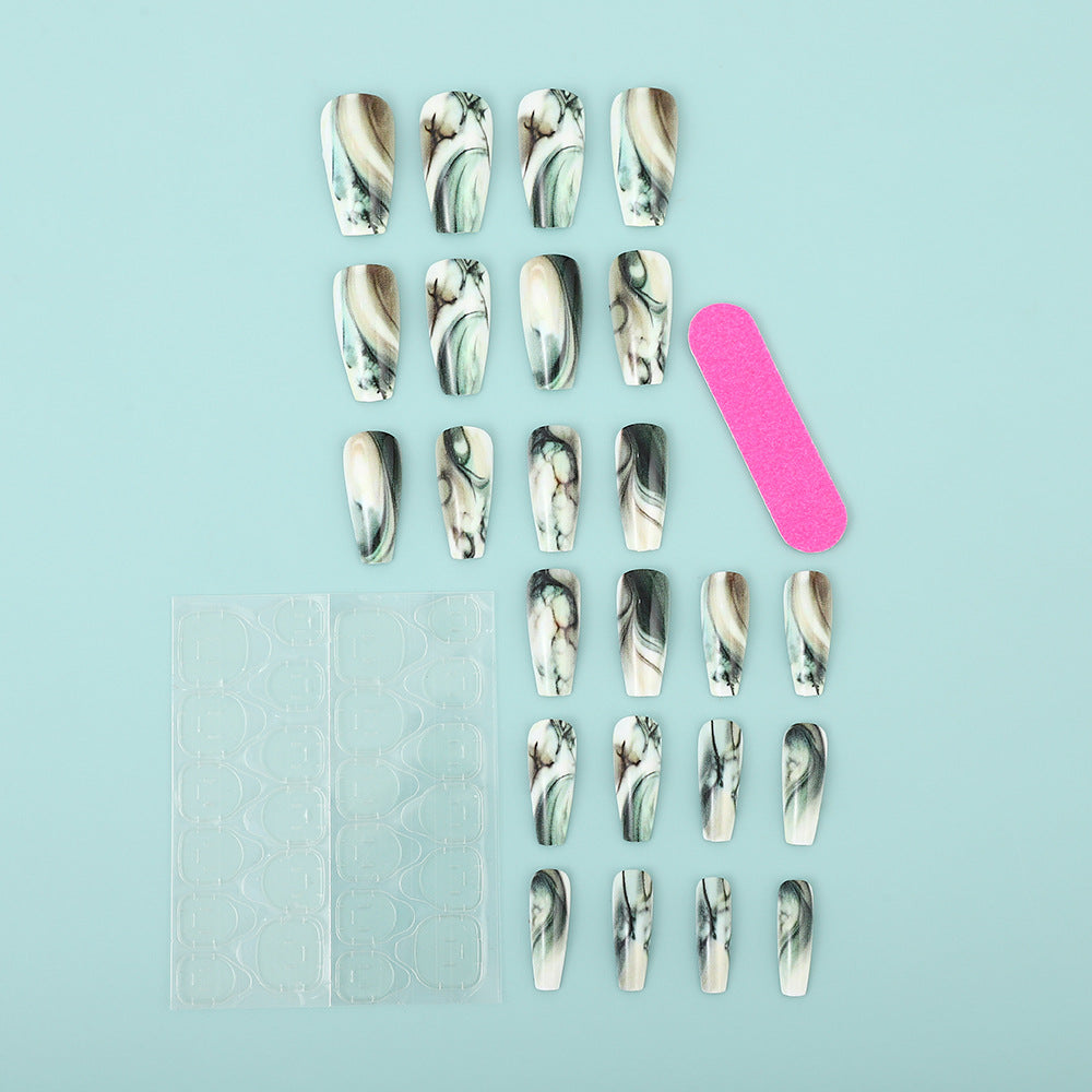 Artificial Nail Tips in Elegant Marble Design