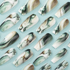 Artificial Nail Tips in Elegant Marble Design