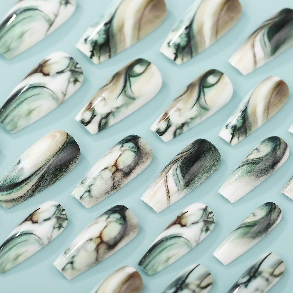 Artificial Nail Tips in Elegant Marble Design