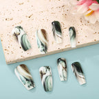 Artificial Nail Tips in Elegant Marble Design