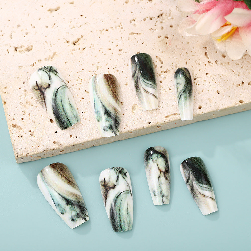 Artificial Nail Tips in Elegant Marble Design