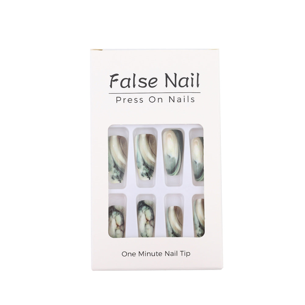 Artificial Nail Tips in Elegant Marble Design
