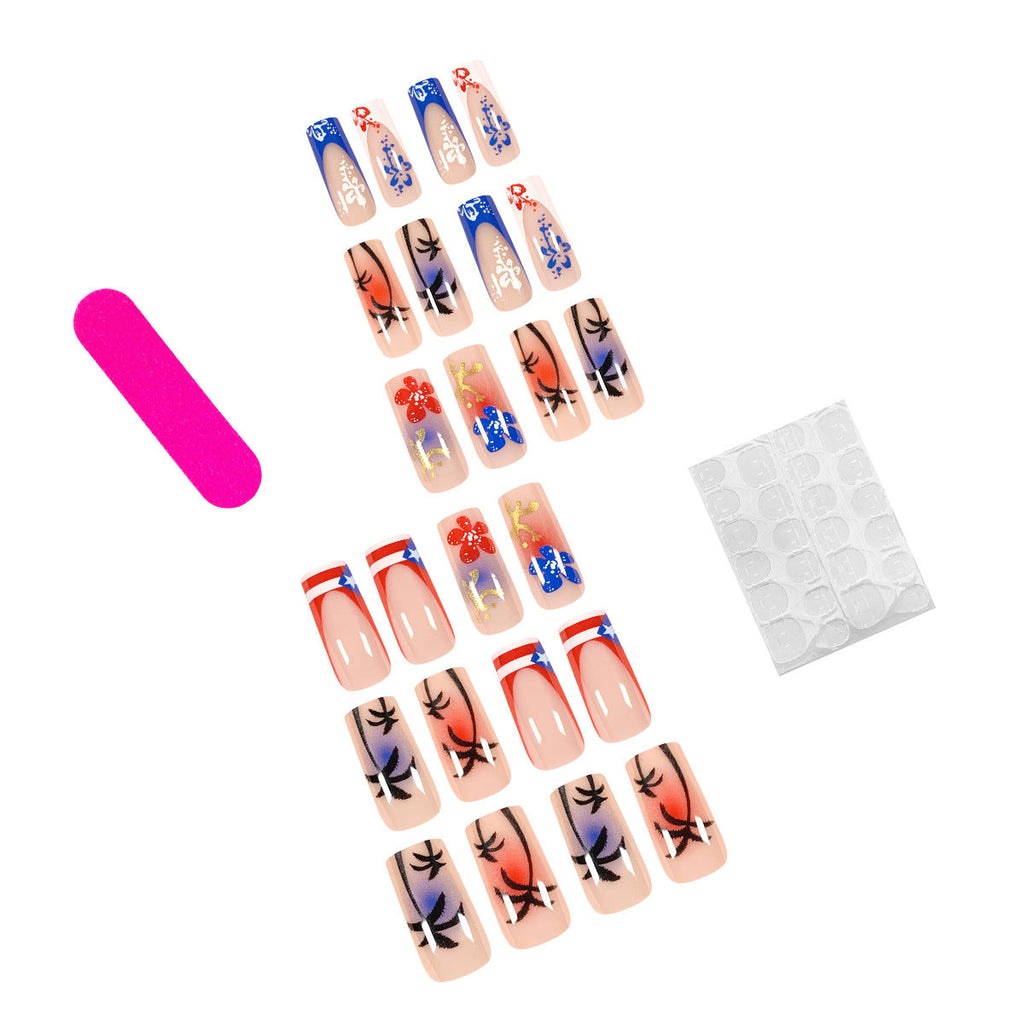 Artistic Acrylic Nails with Floral and Tropical Design