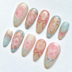 Artistic Acrylic Nails with Floral Designs