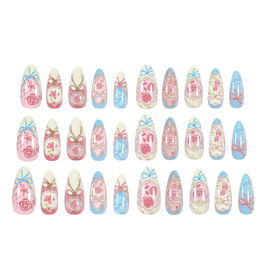 Artistic Acrylic Nails with Floral Designs
