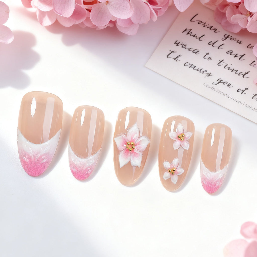 Artistic Floral Accent Press-On Nails