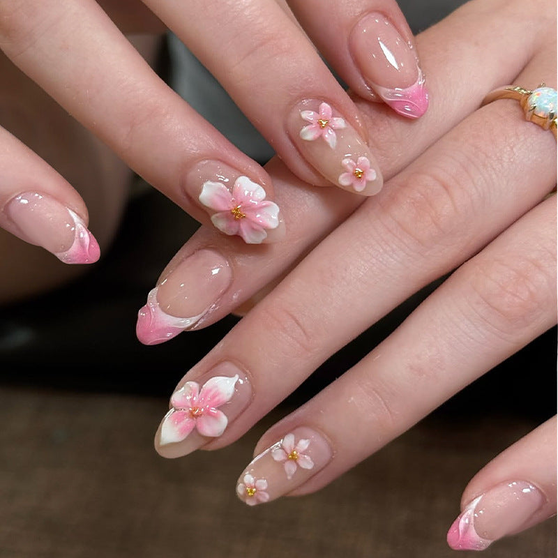 Artistic Floral Accent Press-On Nails