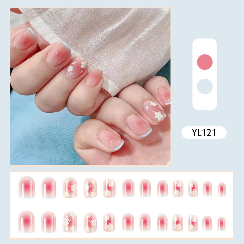 Artistic Gel Nails with Delicate Floral Designs