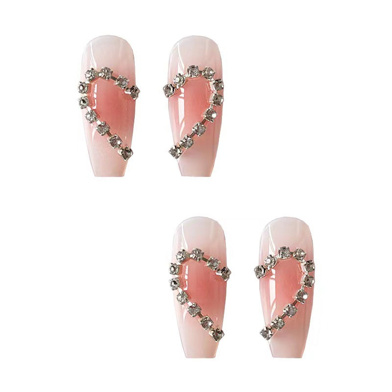 Artistic Gel Nails with Heart Accents