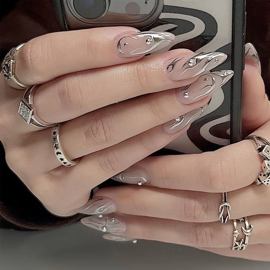 Artistic Glitter Accent Press-On Nails
