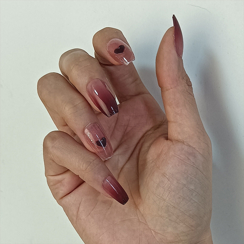 Artistic Ombre Nails with Hearts