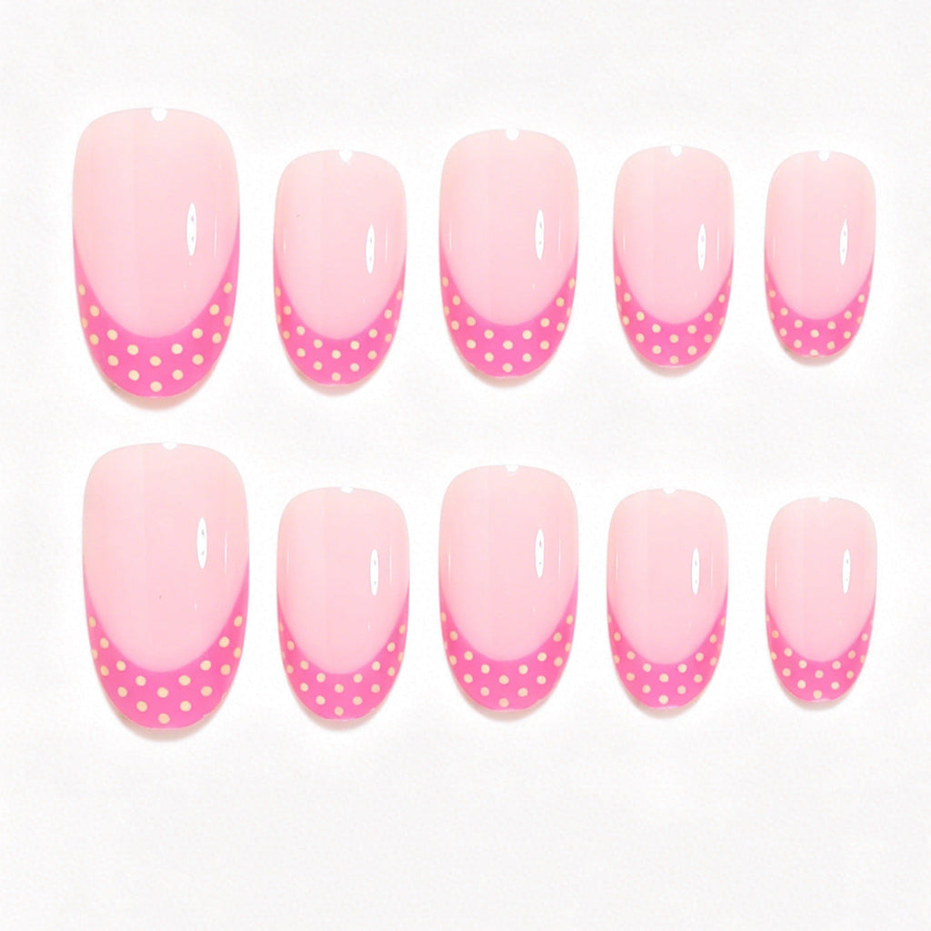 Artistic Polka Dot French Tip Press-On Nails