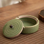 Ashtray | Handcrafted Glazed Ceramic & Natural Wood Lid