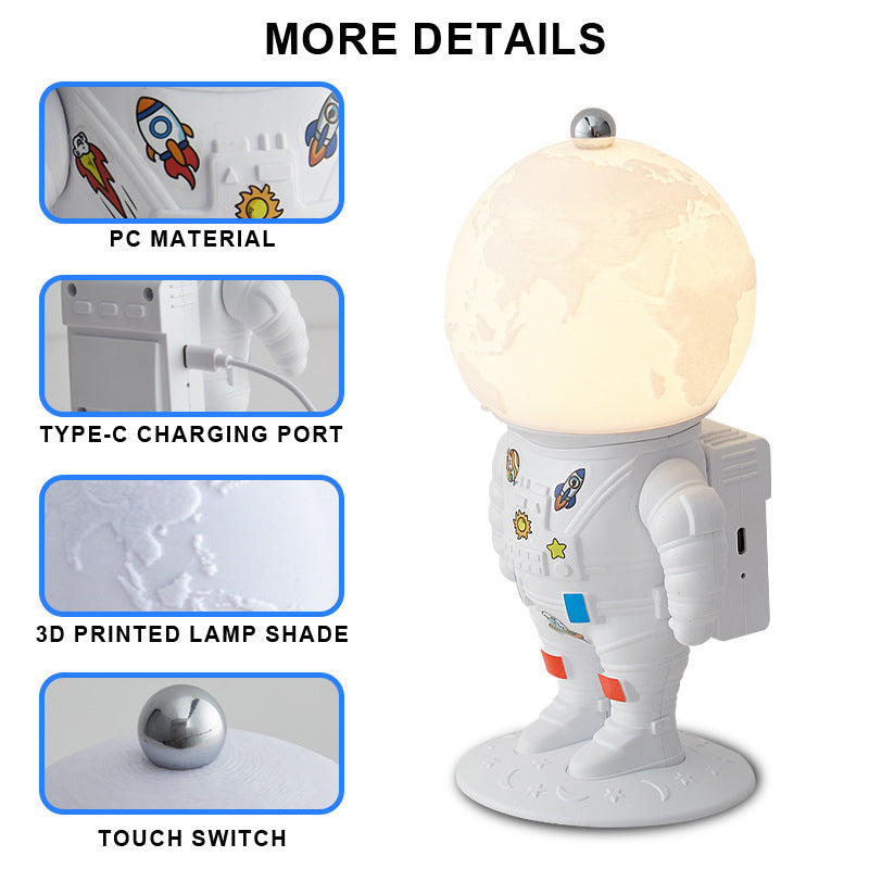Astronaut Moon Lamp Resin Night Light – Bedroom Bedside Décor & Creative Gift