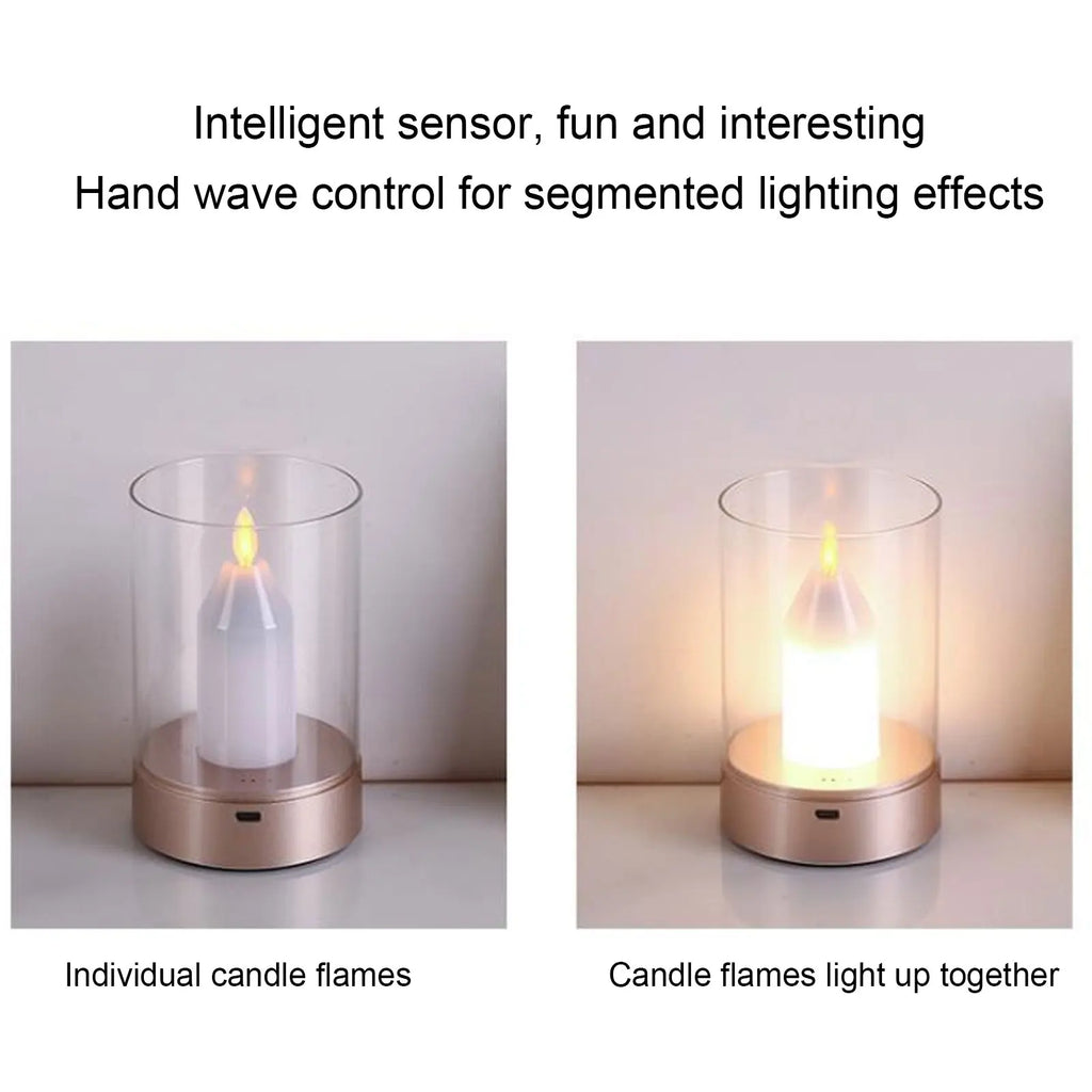 AuraFlame LED Candle – Gesture Control & Stepless Dimming | USB Rechargeable | Warm Light 2400K