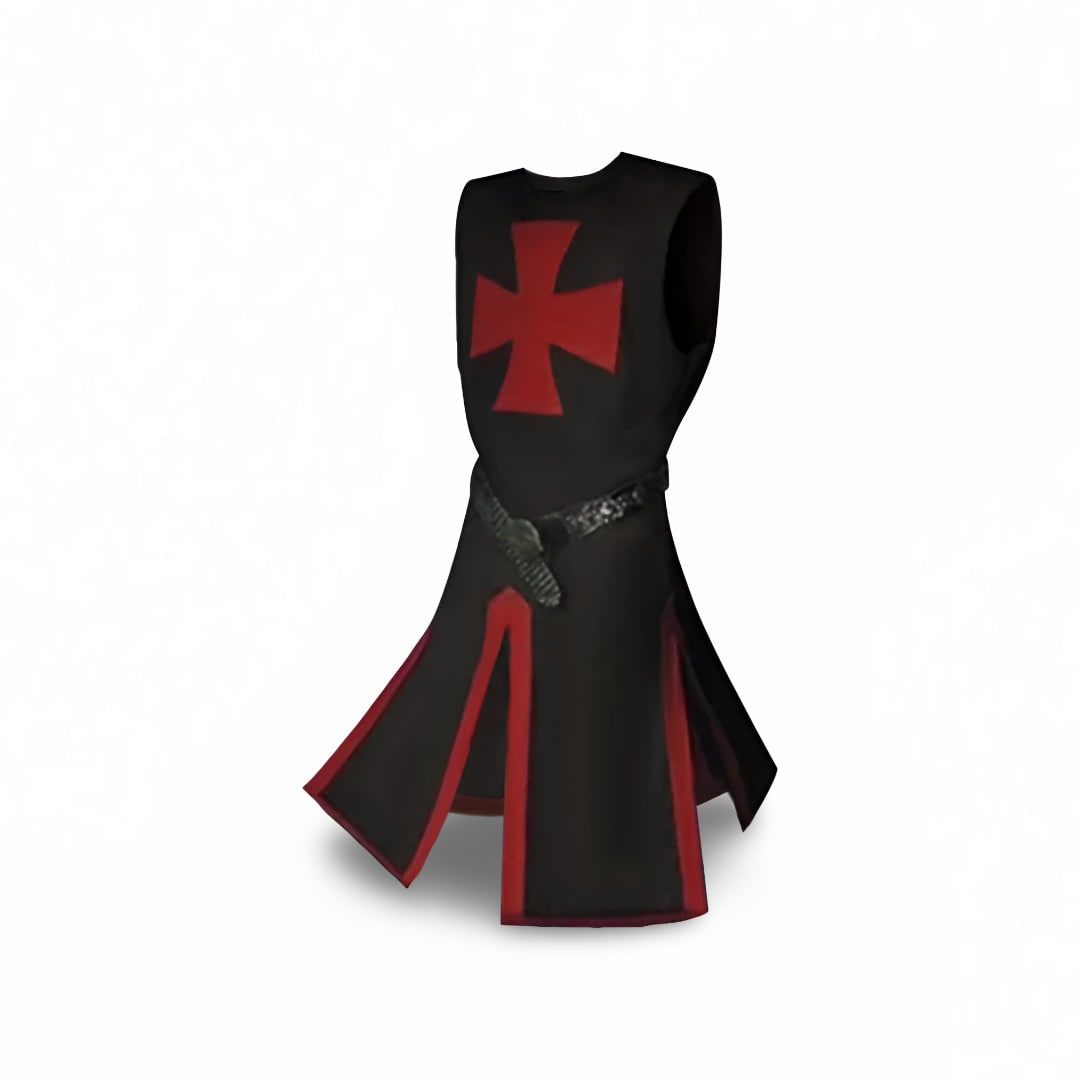 Authentic Knightly Costume Tunic with Hooded Cloak for Cosplay