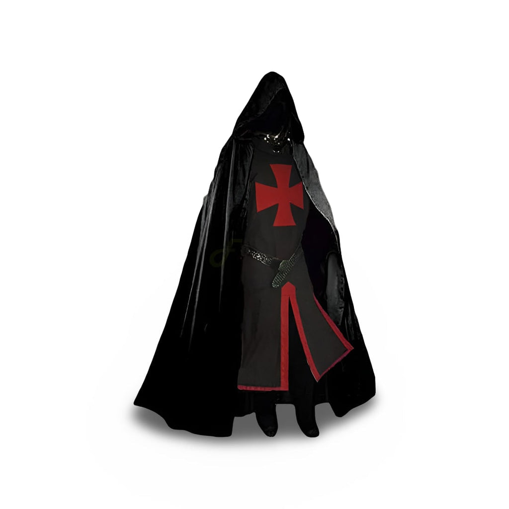 Authentic Knightly Costume Tunic with Hooded Cloak for Cosplay