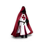 Authentic Knightly Costume Tunic with Hooded Cloak for Cosplay