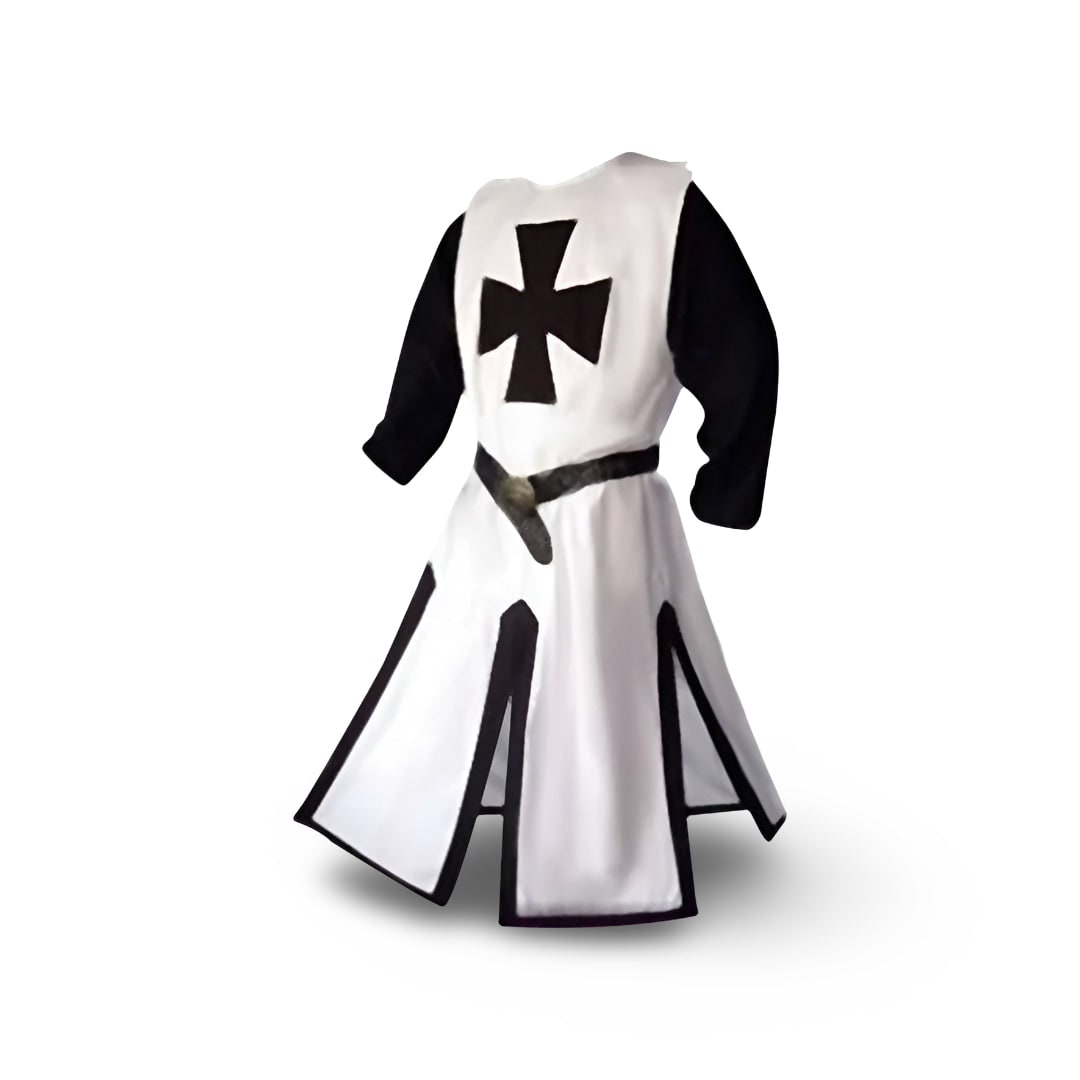 Authentic Knightly Costume Tunic with Hooded Cloak for Cosplay