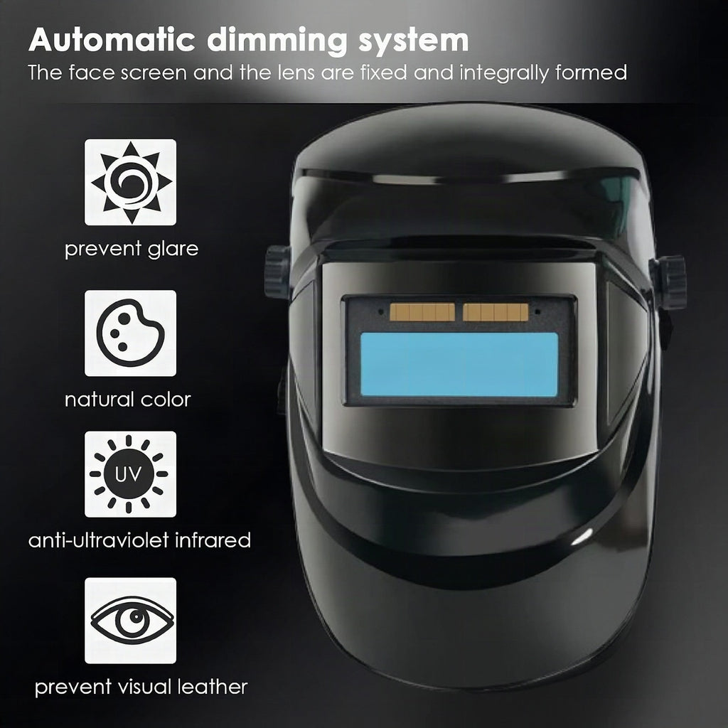Auto-darkening welding mask with headlamp
