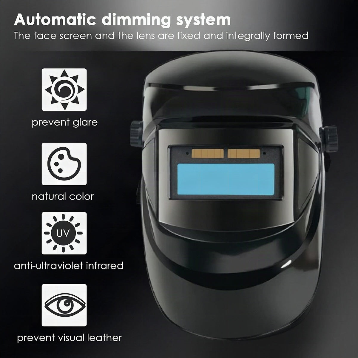 Auto-darkening welding mask with headlamp