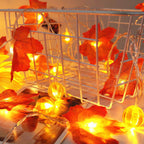 Autumn Maple Leaf String Lights Battery Operated LED Autumn Leaf Garland Fairy Lights for Halloween Thanksgiving Party a