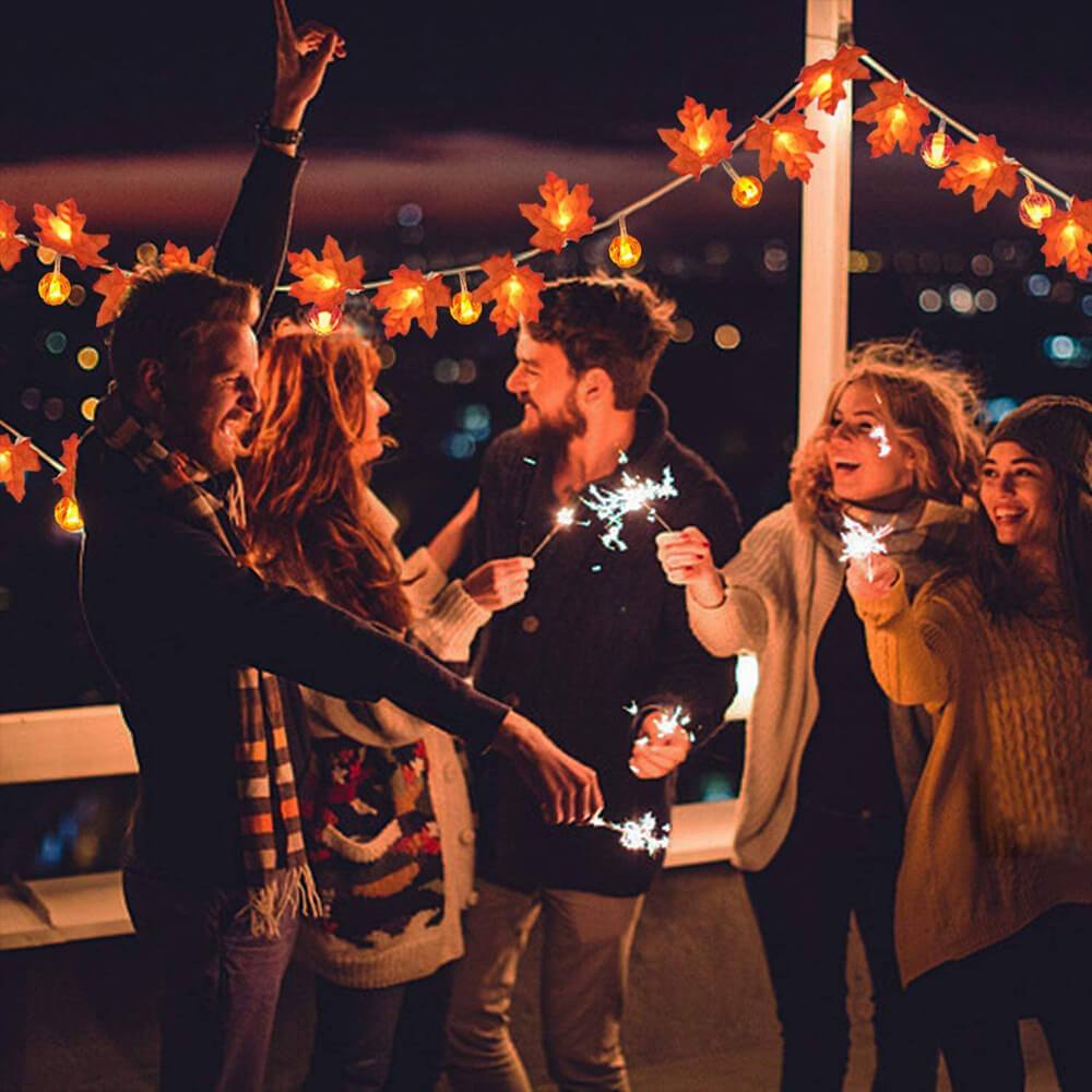 Autumn Maple Leaf String Lights Battery Operated LED Autumn Leaf Garland Fairy Lights for Halloween Thanksgiving Party a
