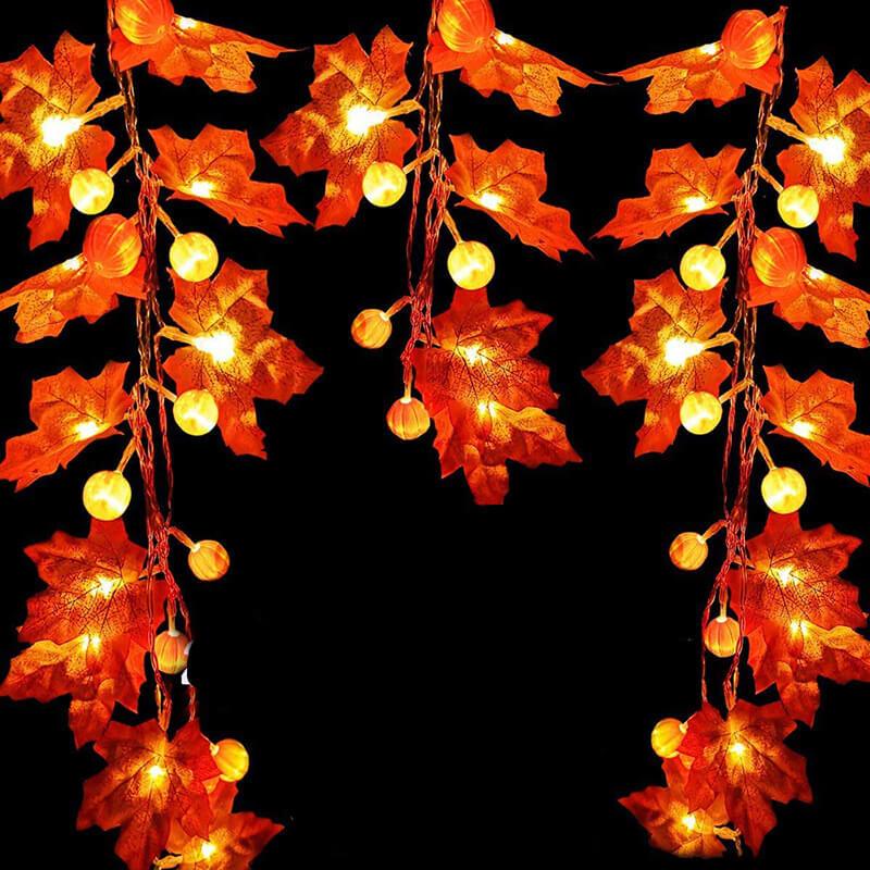 Autumn Maple Leaf String Lights Battery Operated LED Autumn Leaf Garland Fairy Lights for Halloween Thanksgiving Party a